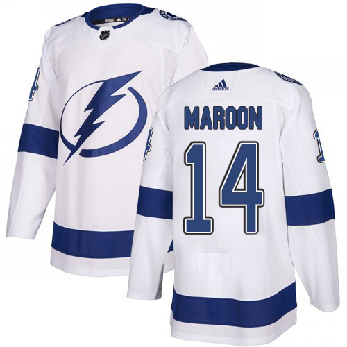 Adidas Tampa Bay Lightning Men #14 Pat Maroon White Road Authentic Stitched NHL Jersey